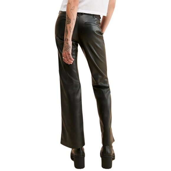 Free People NWT Love Language Low Rise Vegan Leather Pants – Black – Size 8 - Picture 2 of 16